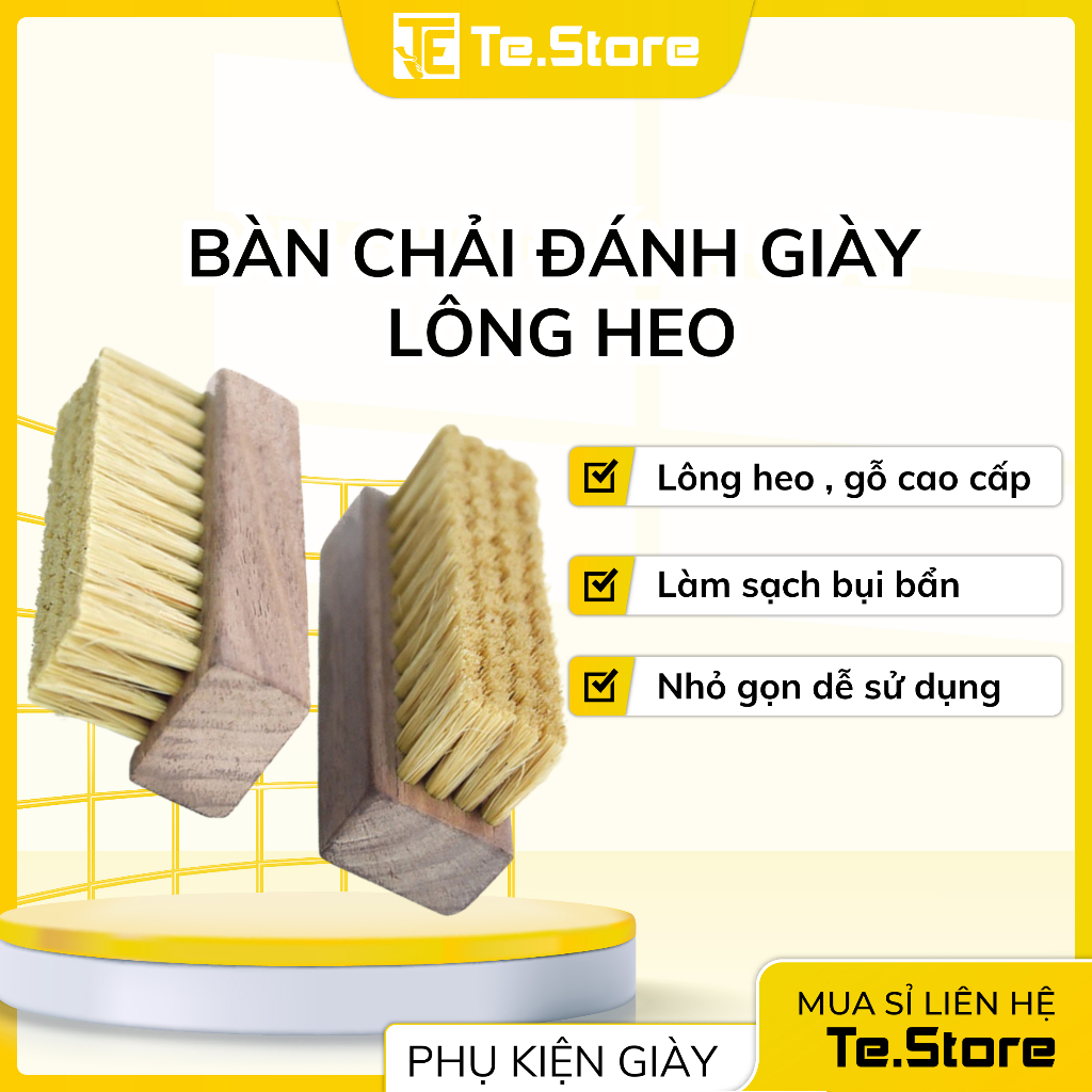 Bàn chải đánh giày lông ngựa, lông heo & lông nhựa PP bản dùng cho giày vải sneaker XIMO (BCĐG1)
