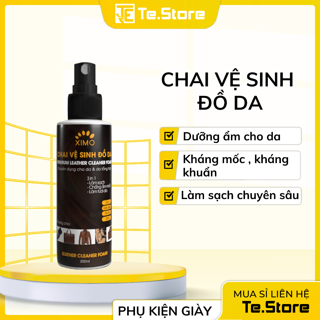Chai xịt vệ sinh đồ da giúp làm sạch, dưỡng ẩm chống mốc, kháng khuẩn giày, túi ví, áo, ghế da cao cấp XIMO VSĐD150ml