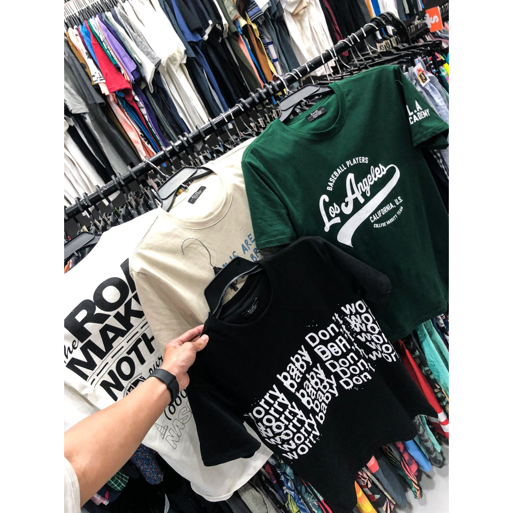 Áo thun in hình cổ tròn tay ngắn chất liệu thun cotton thoáng mát có size từ 50kg-85kg