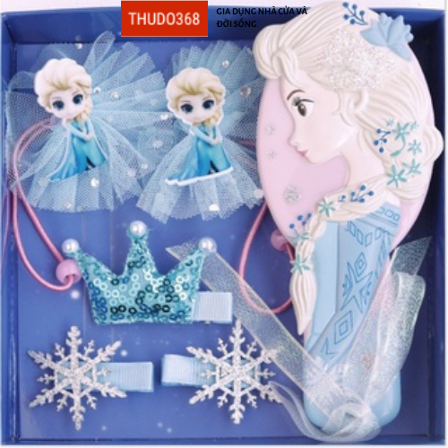 Bộ phụ kiện tóc với lược chải tóc tĩnh điện họa tiết công chúa Anna Elsa độc đáo tiện dụng