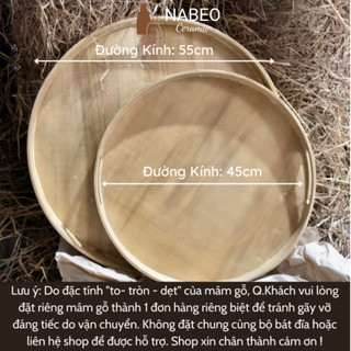 Mâm Gỗ Bộ Bát Đĩa Hoa Mặt Trời, Khay Gỗ Bộ Cúng Gia Tiên, Đựng Bát Đĩa 2 Cỡ Đường kính 45cm & 55cm