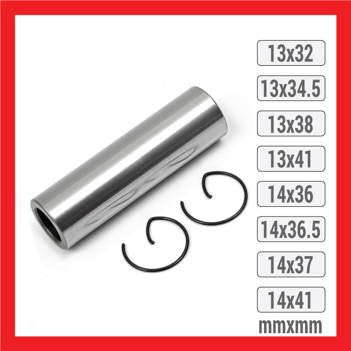 ẮC piston xe máy 13x32mm 13x34.5mm 13x38mm 13x41mm 14x36mm 14x36.5mm 14x37mm 14x41mm, hợp kim thép