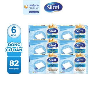 Combo 6 hộp Bông tẩy trang (bông trang điểm) Silcot 82 miếng/hộp