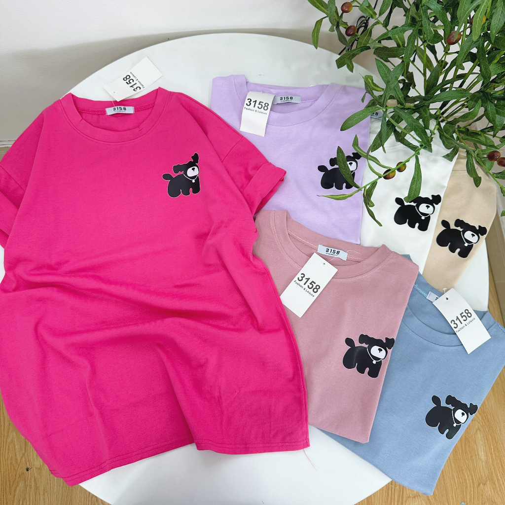 COTTON HÌNH CÚN ĐEN/FREESIZE/CUTE