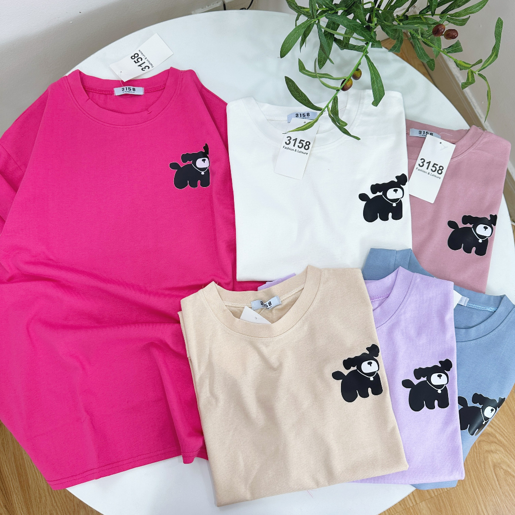 COTTON HÌNH CÚN ĐEN/FREESIZE/CUTE