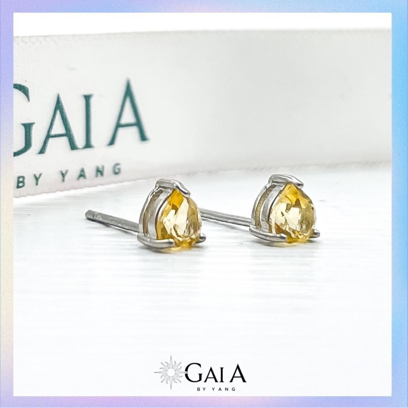 Bông tai đá thạch anh vàng - Gaia By Yang