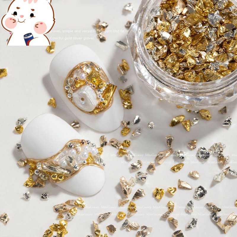 Sỏi Mini Trang Trí Móng Mix Màu Vàng Bạc
