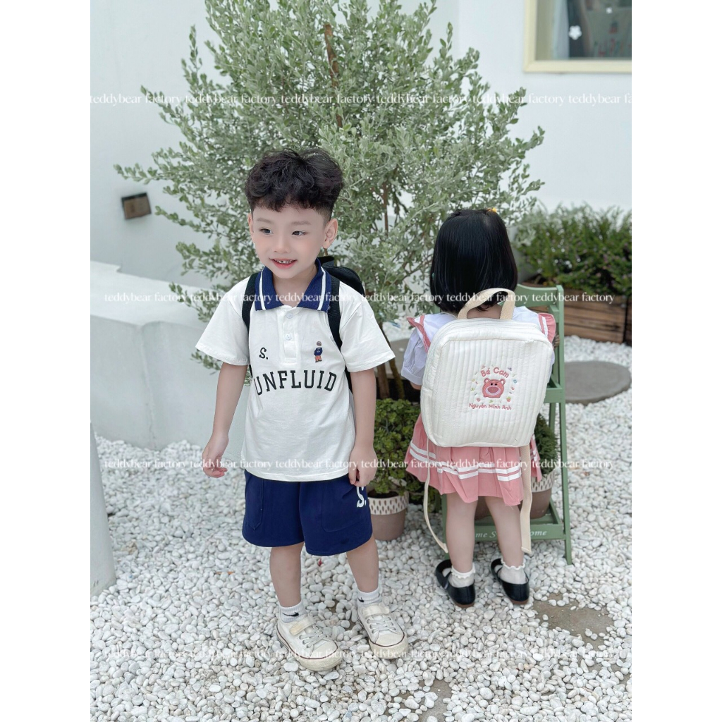 TEDDYBEAR🐻 Balo 25x25cm Chống Lạc Đồ Thêu Bé 4-.12 Tuổi  -  Ba Lô Thêu Tên Theo Yêu Cầu Khách Đặt