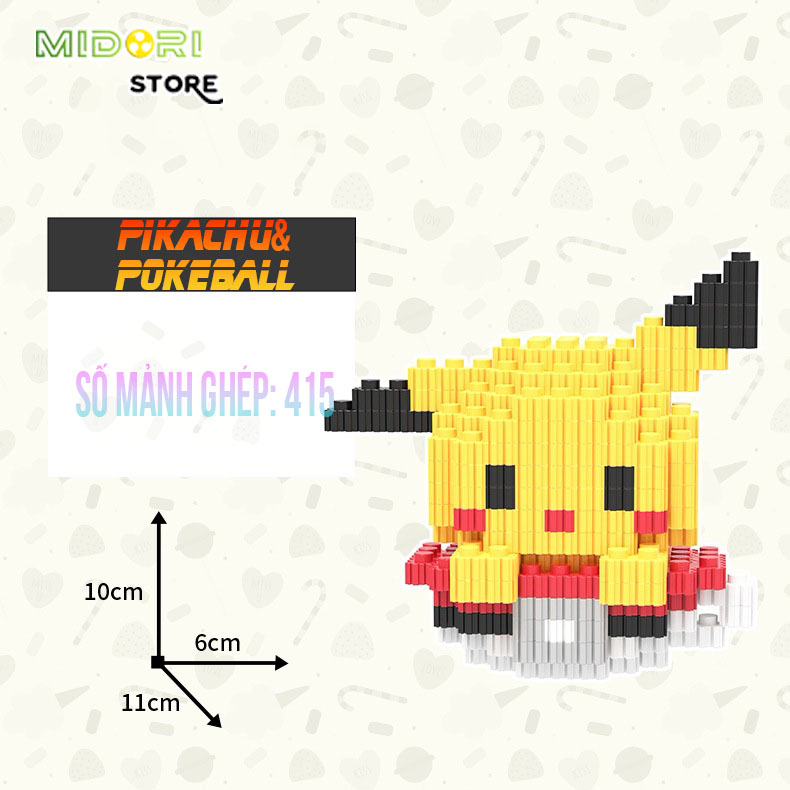 Mô hình Pokemon lắp ráp xếp hình mini giá rẻ: Pikachu, Bulbasaur, Psyduck...