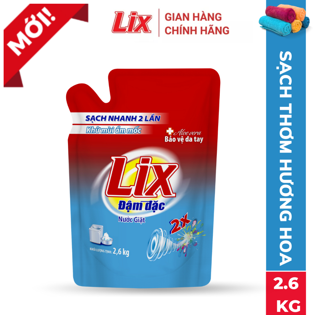 Nước giặt Lix hương hoa túi 2,6kg sạch thơm như mới NG260 nước giặt bảo vệ da tay - Lixco Việt Nam