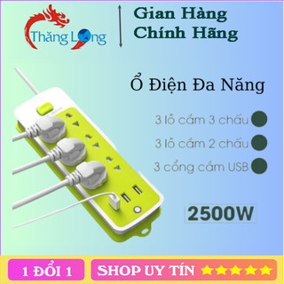 Ổ Cắm Điện Đa Năng Màu Xanh Tích Hợp 6 Ổ Cắm, 3 Cổng USB Chống Giật,  An Toàn Khi Sử Dụng