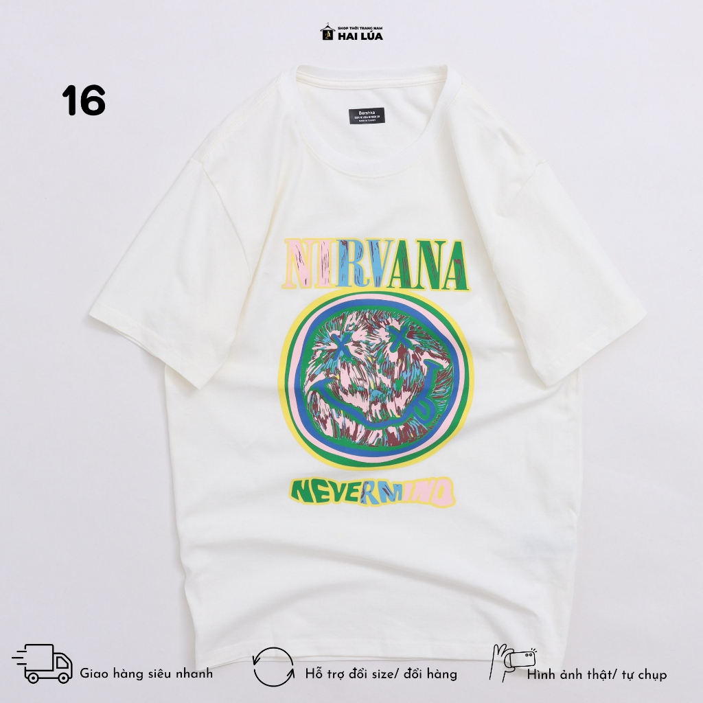 Áo thun in hình cổ tròn tay ngắn chất liệu thun cotton thoáng mát có size từ 50kg-85kg