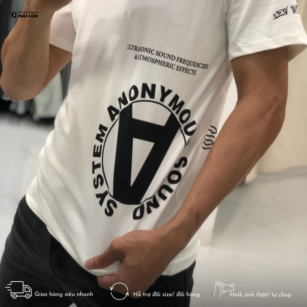 Áo thun in hình cổ tròn tay ngắn chất liệu thun cotton thoáng mát có size từ 50kg-85kg