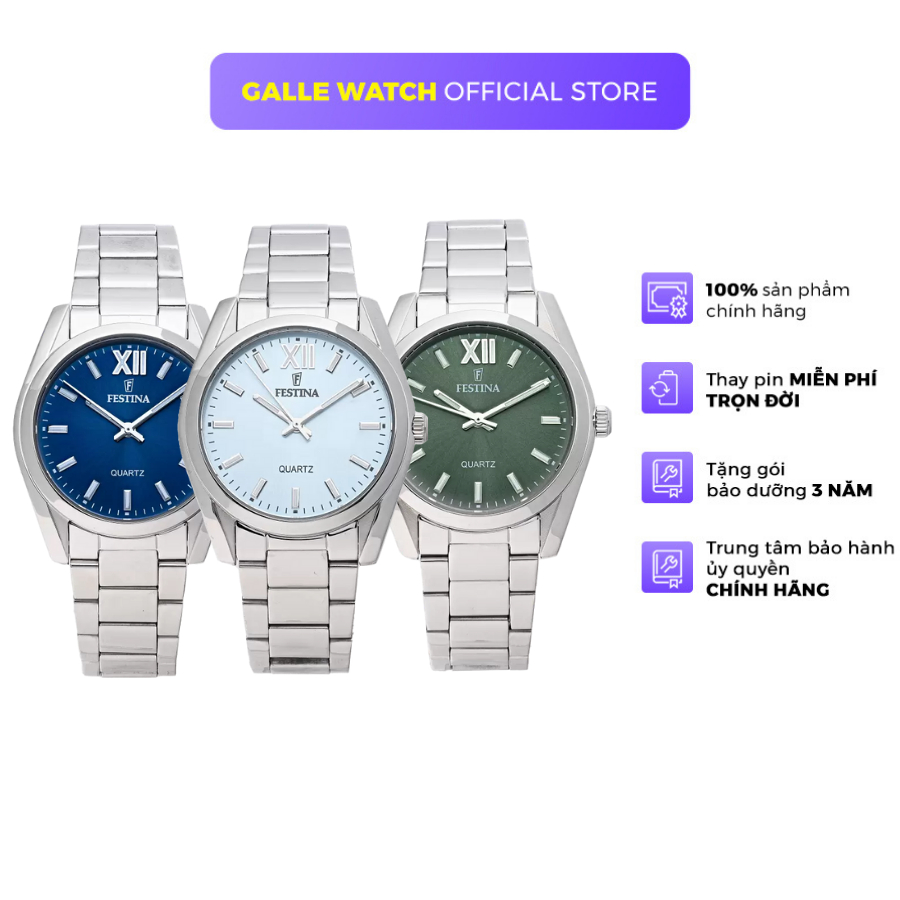 Đồng hồ nữ Festina Watch F20622 mặt kính Mineral, chống nước 5 ATM, dây thép đeo tay cao cấp chính h