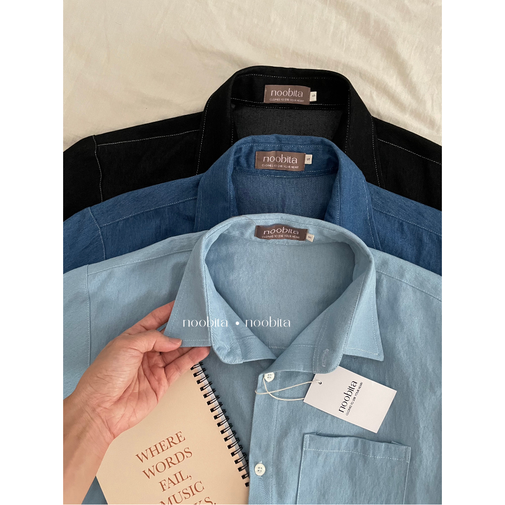 NOOBITA - Sơ mi tay ngắn denim form rộng 7232