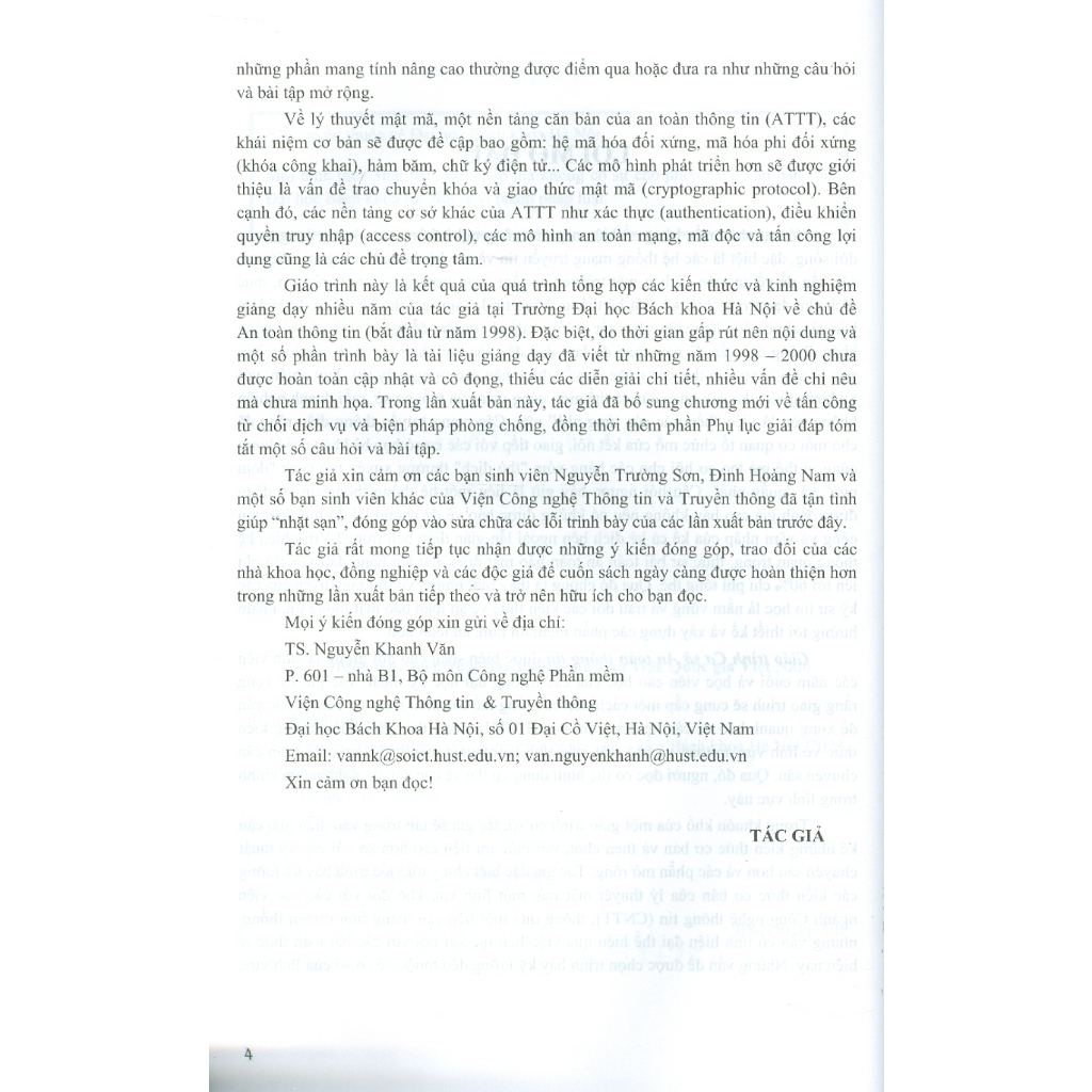 Sách - Giáo Trình Cơ Sở An Toàn Thông Tin