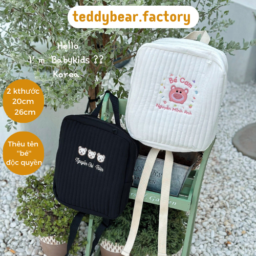 TEDDYBEAR🐻 Balo 25x25cm Chống Lạc Đồ Thêu Bé 4-.12 Tuổi  -  Ba Lô Thêu Tên Theo Yêu Cầu Khách Đặt
