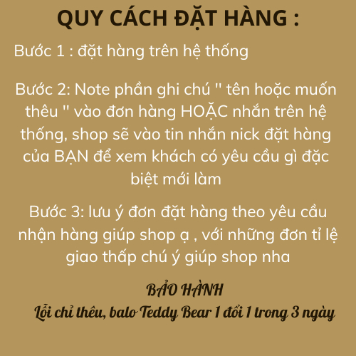 TEDDYBEAR🐻 Balo 25x25cm Chống Lạc Đồ Thêu Bé 4-.12 Tuổi  -  Ba Lô Thêu Tên Theo Yêu Cầu Khách Đặt