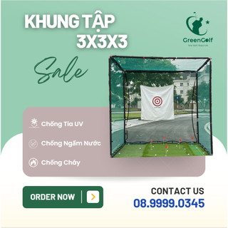Khung tập golf 3x3x3 - kg333 - đầy đủ hồng tâm greengolf