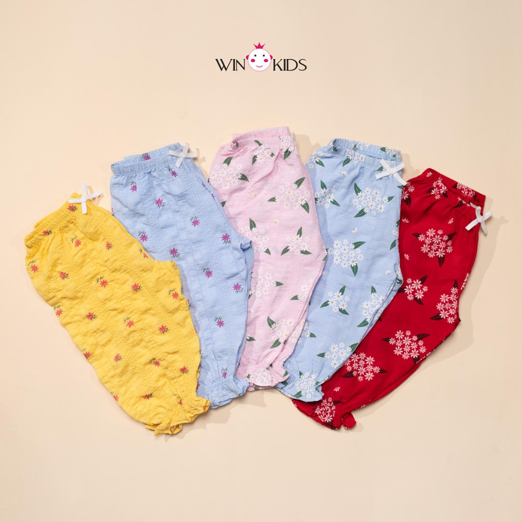 Quần bí bé gái dáng dài hoa nhí nhiều màu 10-15kg Thời trang trẻ em WINKIDS