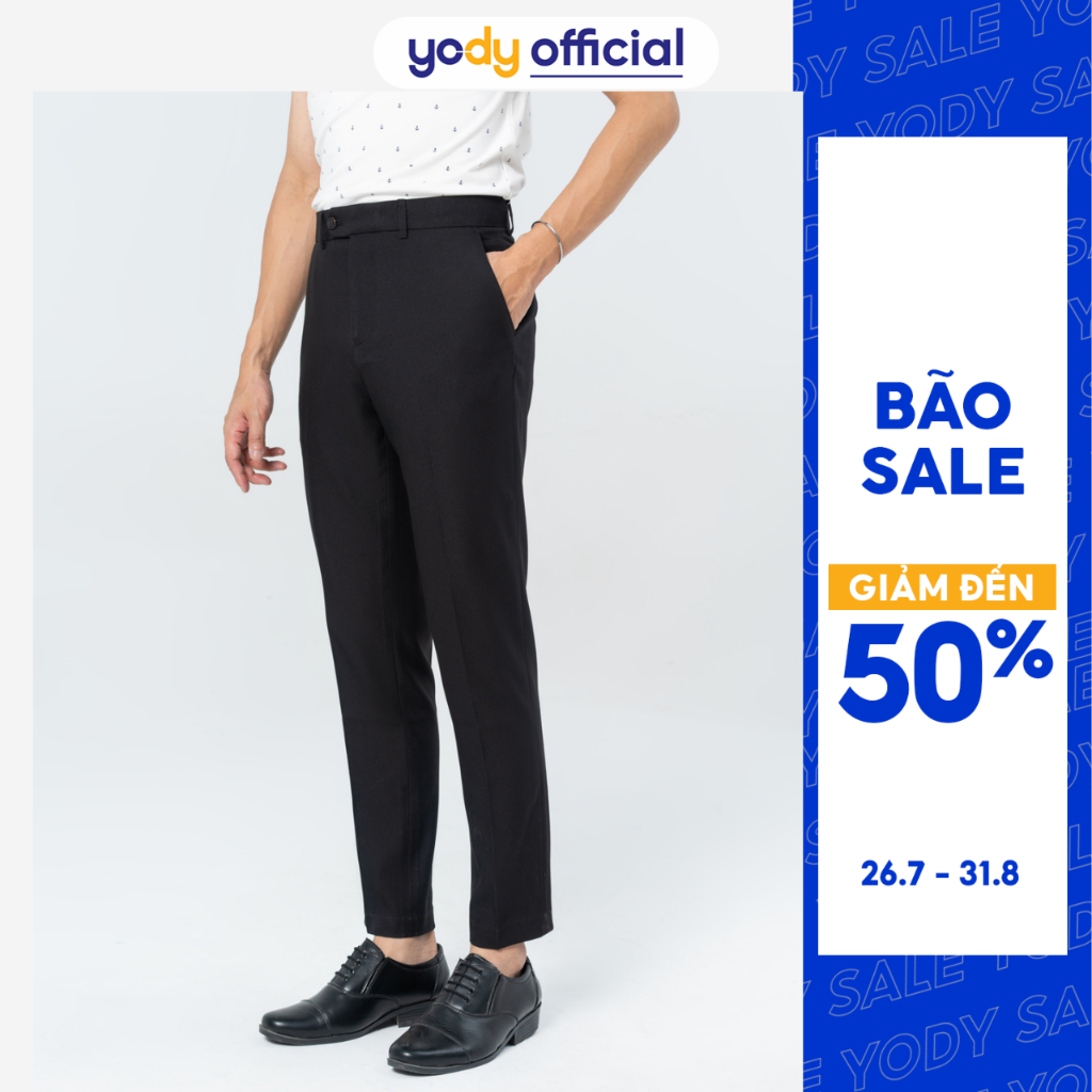 Quần âu nam Yody dáng slim quần dài nam lé sườn lịch lãm sang trọng QAM5023