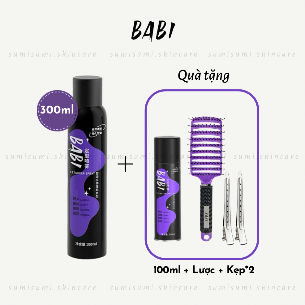 (BABI/ver 2) Xịt phồng tóc, tạo kiểu, giữ nếp tóc Set &amp; Keep Spray