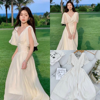 ĐẦM BBD GẤM XỐP CỔ VUÔNG TAY BỒNG