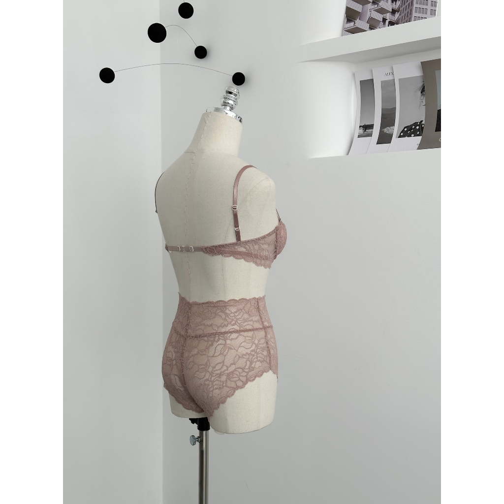 Bộ Đồ Lót Thiết Kế Rosa Quây Ngang Hở Chân Có Gọng, Tặng Kèm Mút