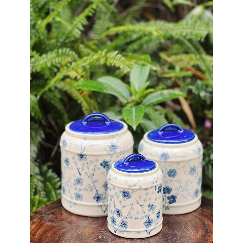 Hũ Muối Dưa Cà Đựng Gia Vị Đựng Bánh Kẹo Và Nhiều Công Dụng Khác Hoạ Tiết Vẽ Tay Thủ Công Làm Quà Tặng Gốm Sứ cao cấp BT
