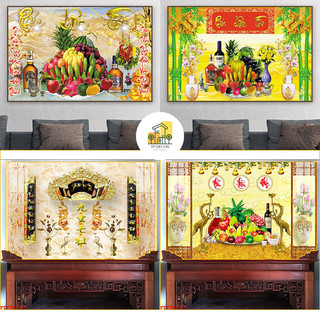 Tranh Phúc-Lộc-Thọ tranh phòng thờ treo tường - Chất liệu tráng gương laminate TPdecor