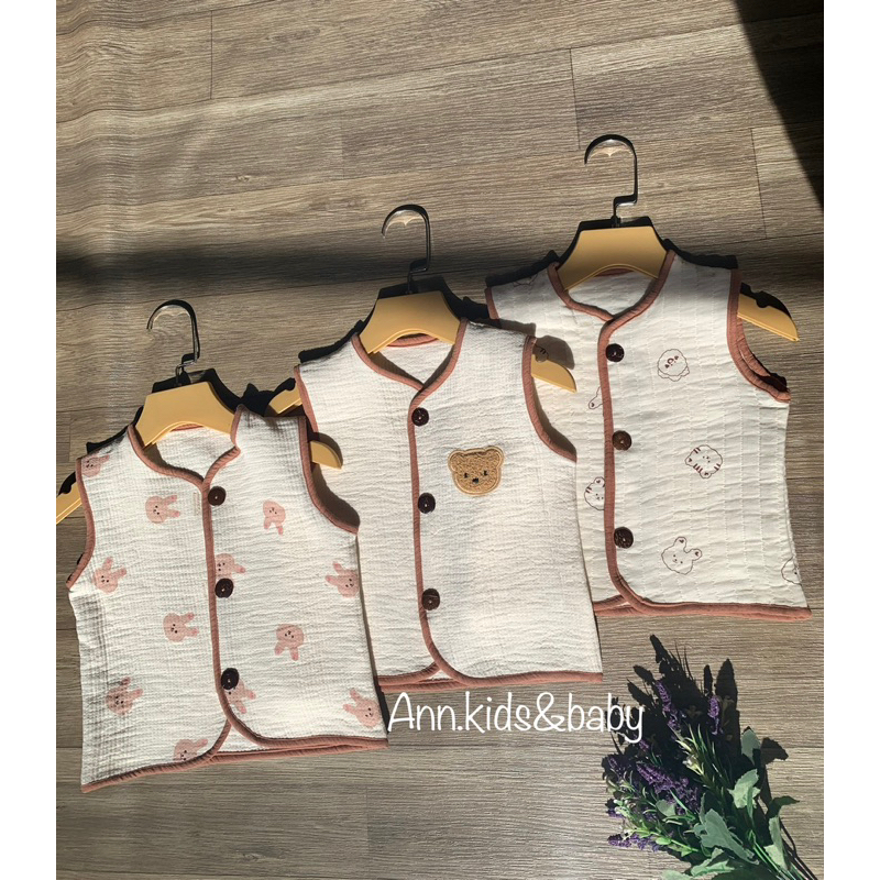 Áo gile cho bé từ 0-3tuôi vải xô muslin Trần bông ,mềm mại giữ ấm và thấm hút mồ hôi…