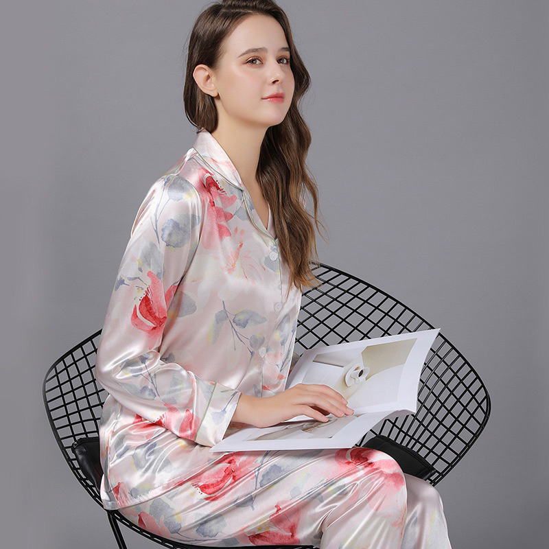 Đồ ngủ pyjama tay dài lụa mát mềm có thể mặc sau sinh