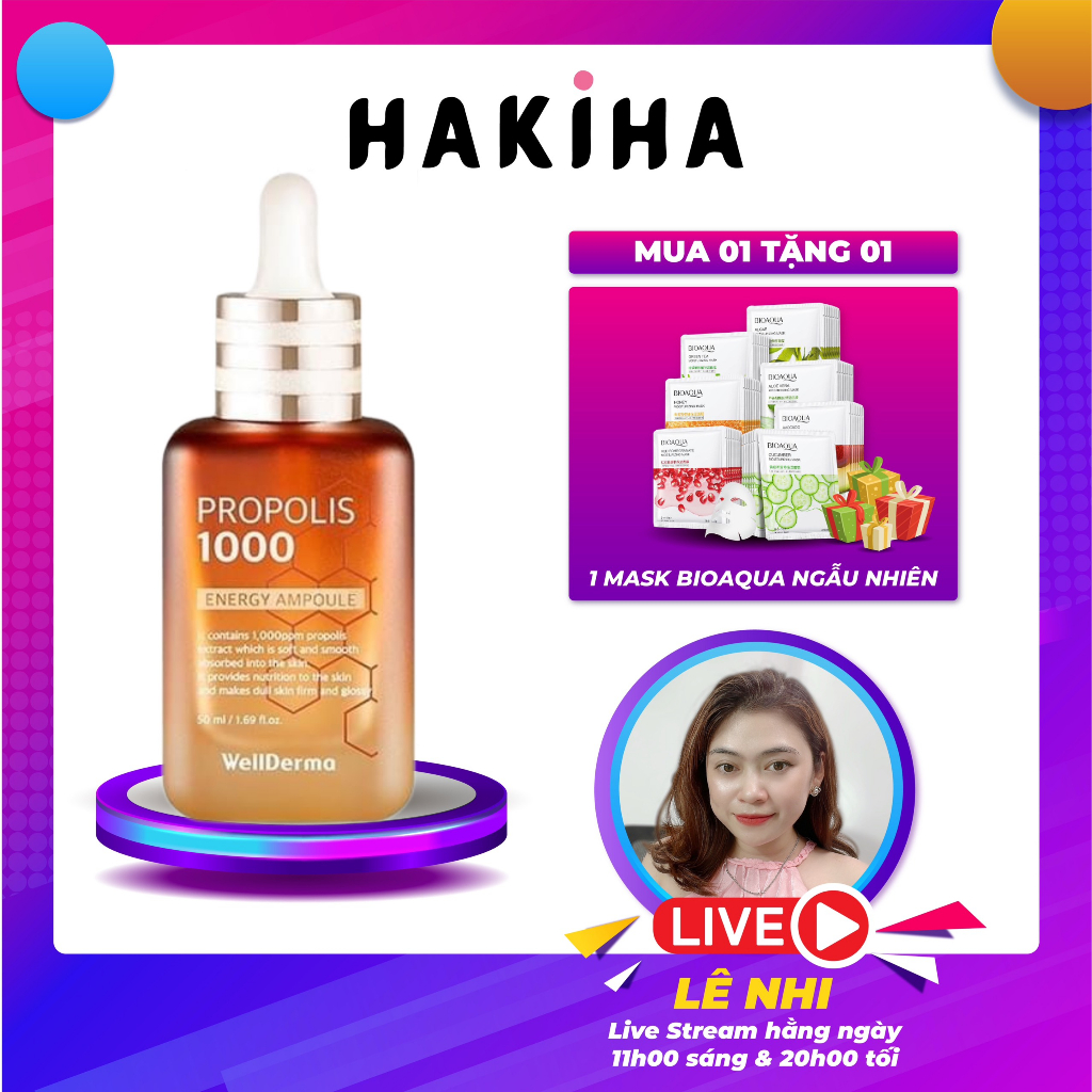 Serum Keo Ong Cải Thiện Nếp Nhăn Làm Trắng Da WellDerma Propolis 1000 Energy Ampoule 50ml