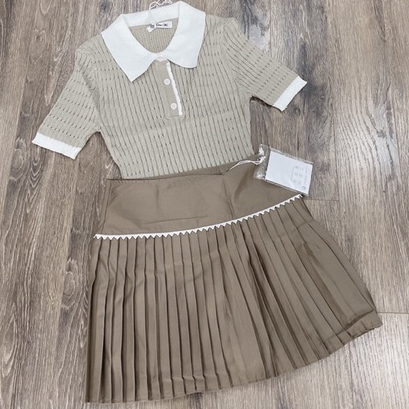 Set áo polo váy xếp ly bộ golf