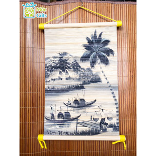 100 Tranh mành tre " Sơn Thủy " trang trí decor sang đẹp " Cảnh làng quê " Việt Nam - Quà tặng lưu niệm Mocgifts