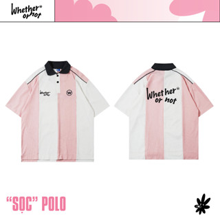 Áo polo local brand Whether Or Not tay lỡ form rộng unisex nam nữ phối màu cotton Sọc