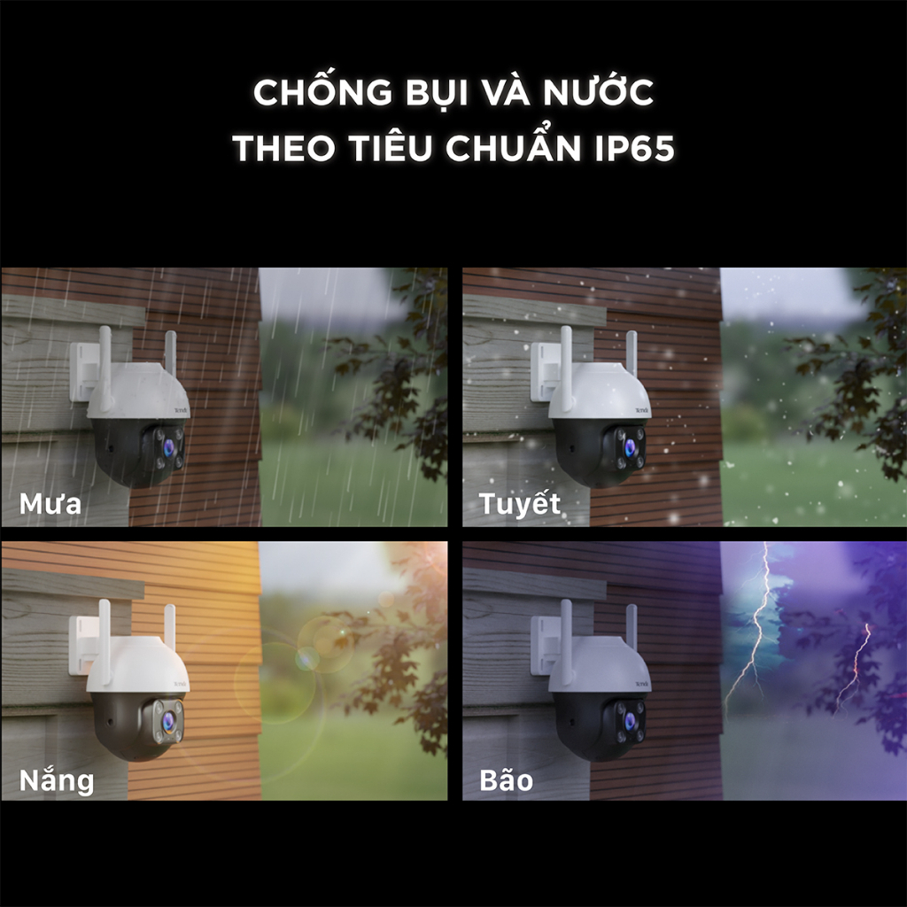 Camera wifi ngoài trời Tenda CH3-WCA Full HD 1080P, quay quét 360 độ, ghi màu ban đêm, đàm thoại 2 chiều, chính hãng