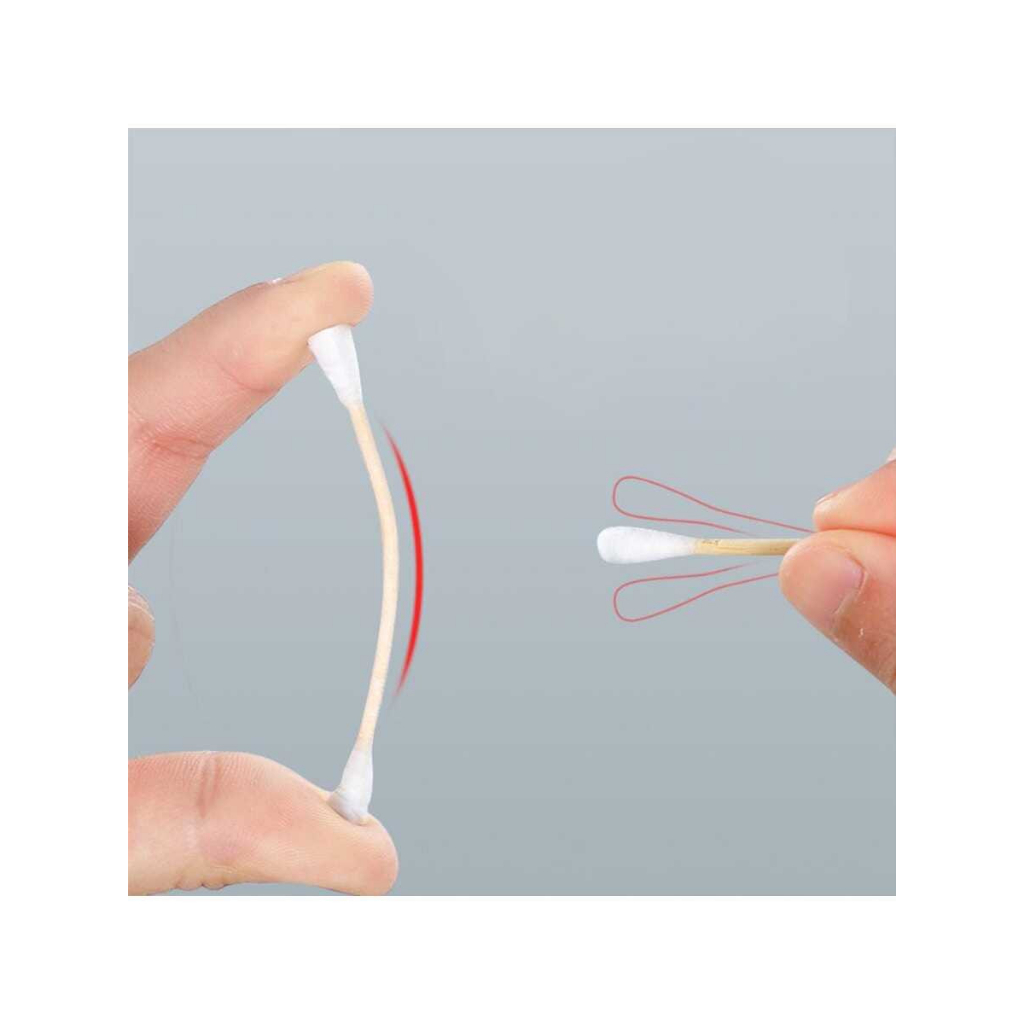 Hộp 500 Tăm Bông Ráy Tay Cotton 2 Đầu, Thiết Kế Thân Gỗ Tiện Lợi, Đa Năng, Tăm Bông Cotton Vệ Sinh 2 Đầu An Dễ Sử Dụng