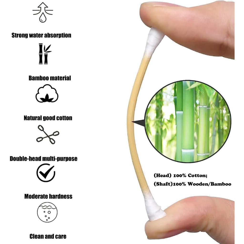 Hộp 500 Tăm Bông Ráy Tay Cotton 2 Đầu, Thiết Kế Thân Gỗ Tiện Lợi, Đa Năng, Tăm Bông Cotton Vệ Sinh 2 Đầu An Dễ Sử Dụng