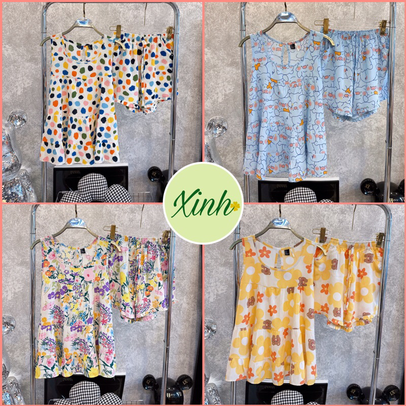 Đồ Tole Nữ, Bộ Lanh Mặc Nhà, Đồ Bộ Đùi Babydoll Áo Sát Nách VNXK F21 Mềm Mịn doboxinh