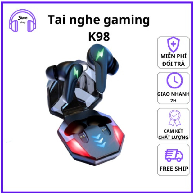 Tai nghe Gaming K98 - Mic 2 chiều - Pin Trâu Độ Trễ Thấp- Pass căng