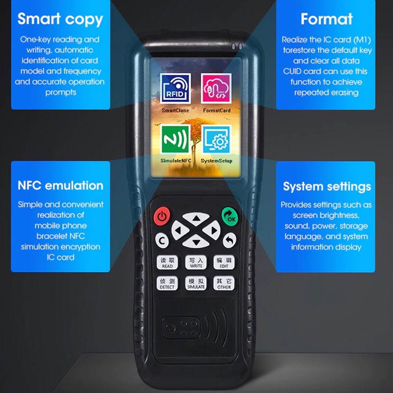 Máy sao chép thẻ từ thang máy icopy-x100, giải mã thẻ mã hoá qua smartphone, máy tính