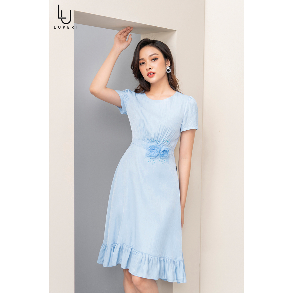Váy Đầm Nữ Luperi LFV3206 Phối Hoa Eo Nhẹ Nhàng Thanh Lịch