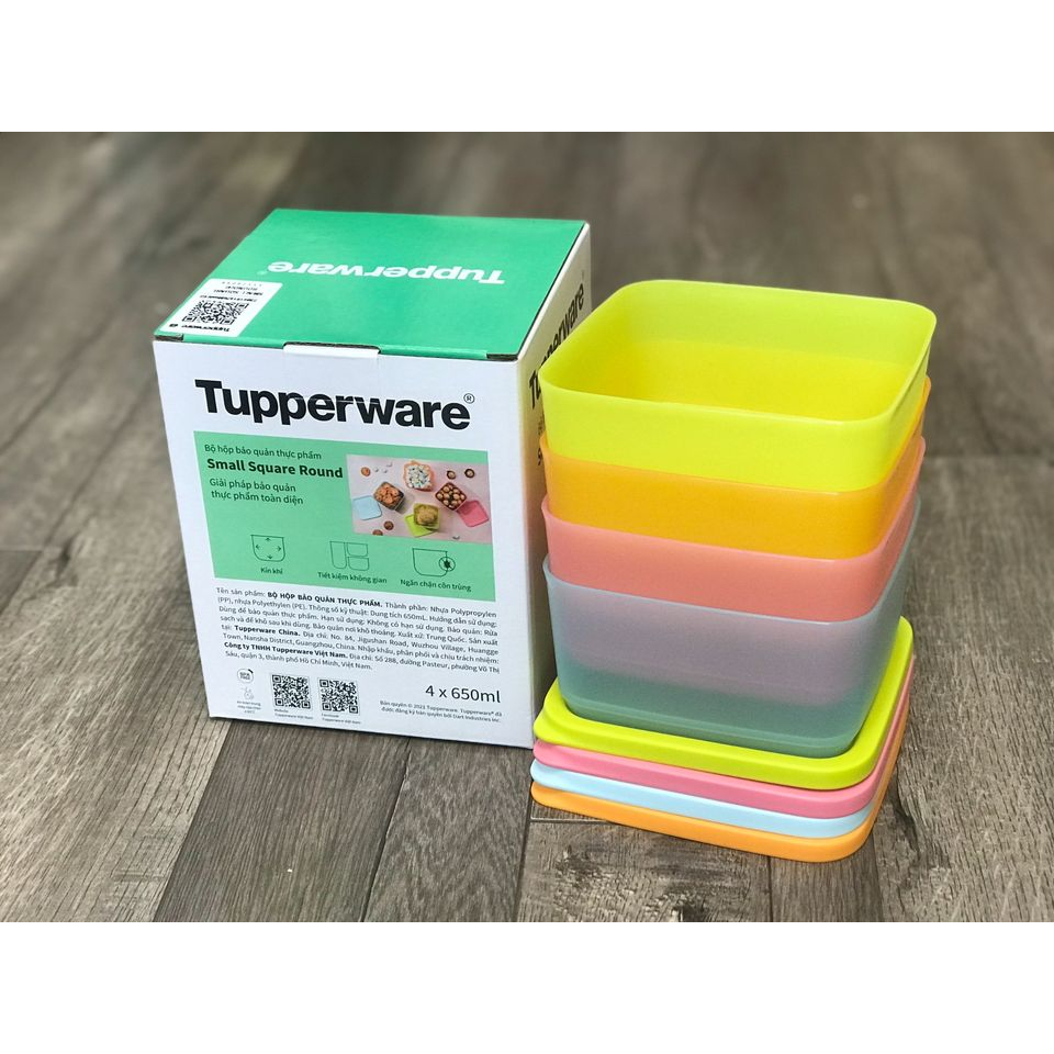 Bộ hộp sắc màu vuông thấp 650ml