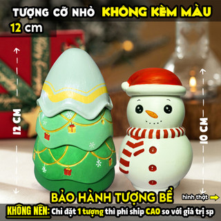 Tượng tô màu, HỘP LƯU NIỆM GIÁNG SINH, size L, (Không kèm màu) thạch cao trắng, luyện vẽ, decor