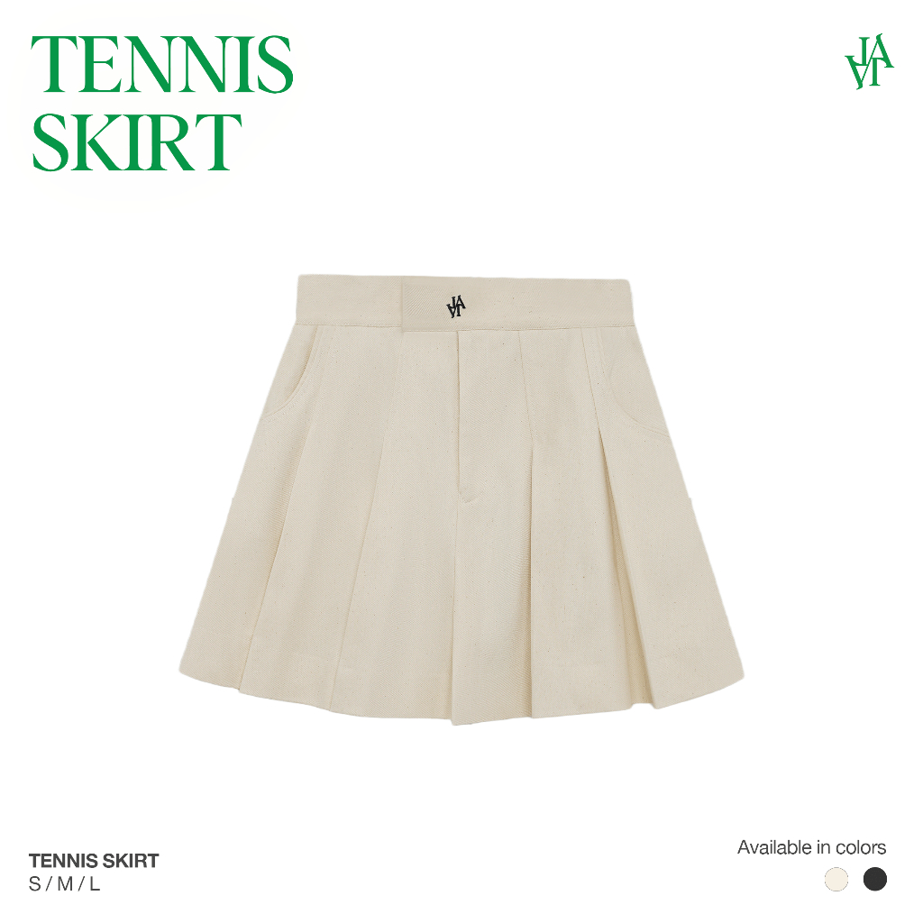 ATITUDE - Chân váy jean tennis xếp ly có túi cạp cao thêu logo