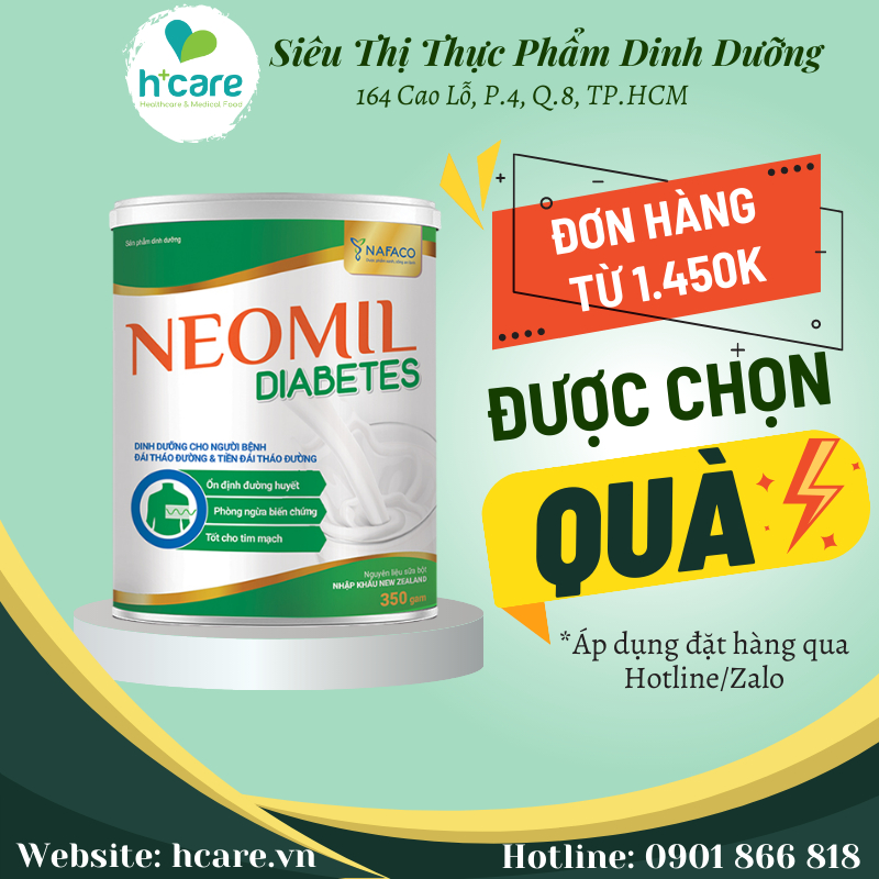 Sữa Bột Nafaco Neomil Diabetes 350g- dinh dưỡng chuyên biệt cho bệnh nhân tiểu đường