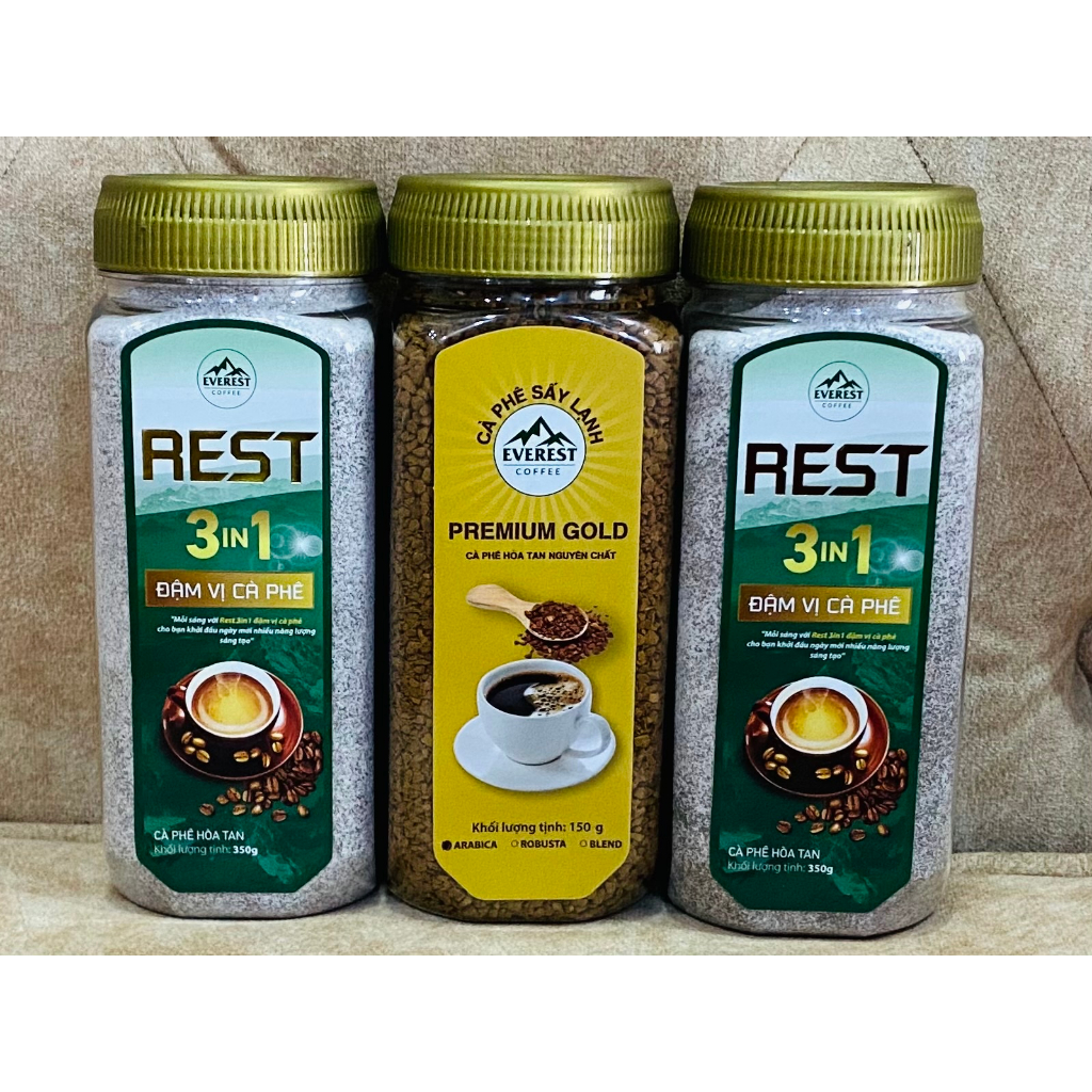 Combo 2 hũ 350g cafe sữa Rest 3in1+ hũ 150g cafe đen sấy lạnh