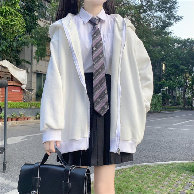 Áo len cardigan nữ thu đông có mũ, áo khoác len dài tay dáng rộng có mũ tai thỏ dễ thương 4894