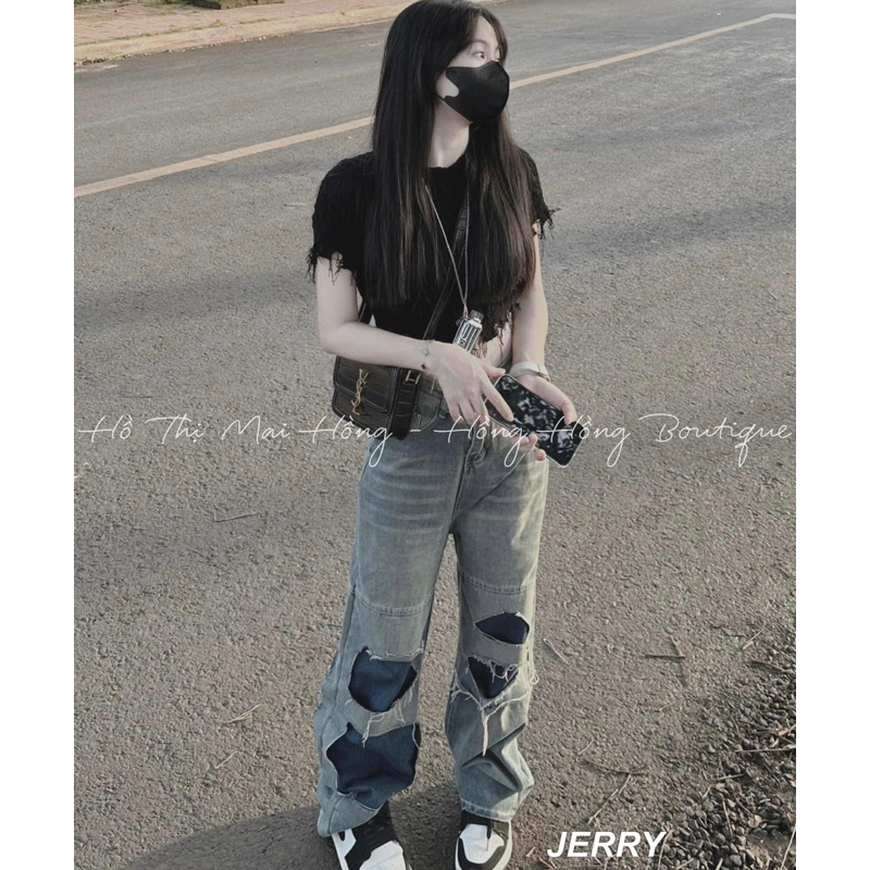 ÁO LEN CỘC TAY RÁCH GẤU T H O M CHỮ THẬP 3 MÀU.